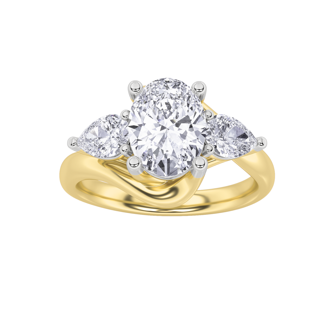 14K White Gold 2ct Lab Diamond Oval Ring Sz7