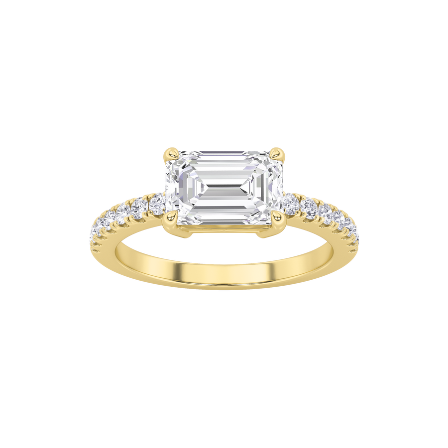 14K Yellow Gold 1.5ct Lab Diamond Emerald Ring Sz 7