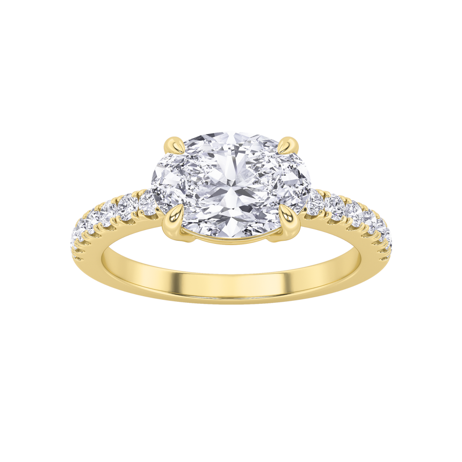 14K Yellow Gold 1.5ct Lab Diamond Oval Ring Sz7