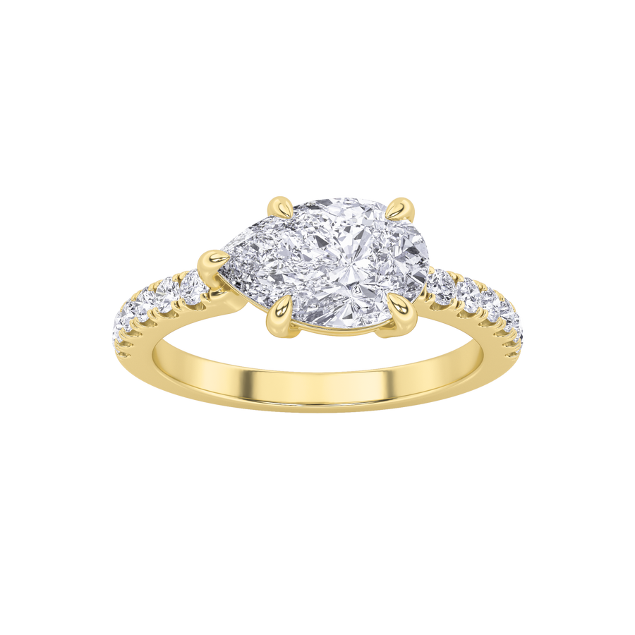 14K Yellow Gold 1.5ct Lab Diamond Pear Ring Sz7