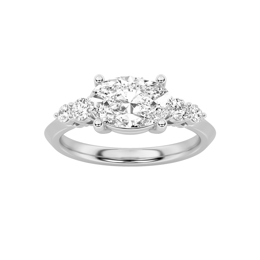 14K White Gold 1.5ct Lab Diamond Oval Ring Sz7