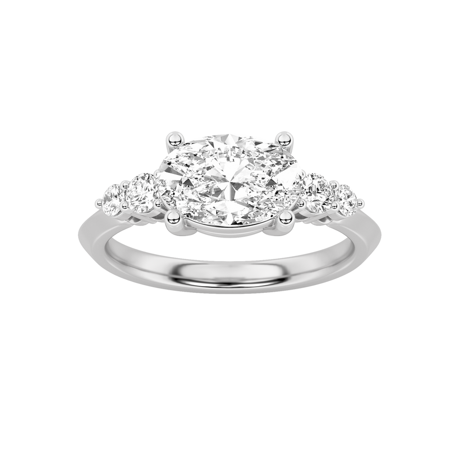 14K White Gold 1.5ct Lab Diamond Oval Ring Sz7