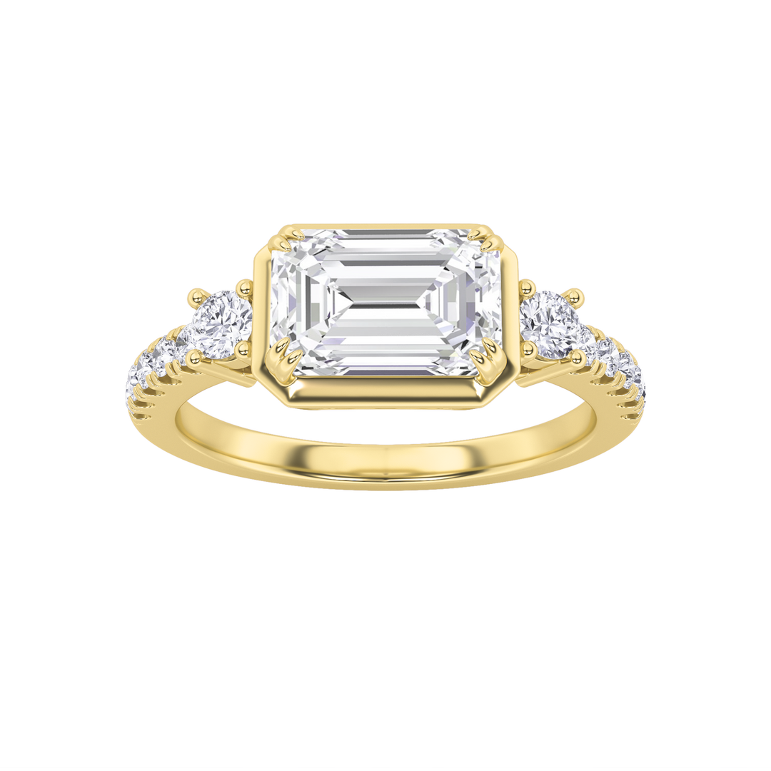 14K Yellow Gold 2.5ct Emerald Lab Diamond Ring Sz7