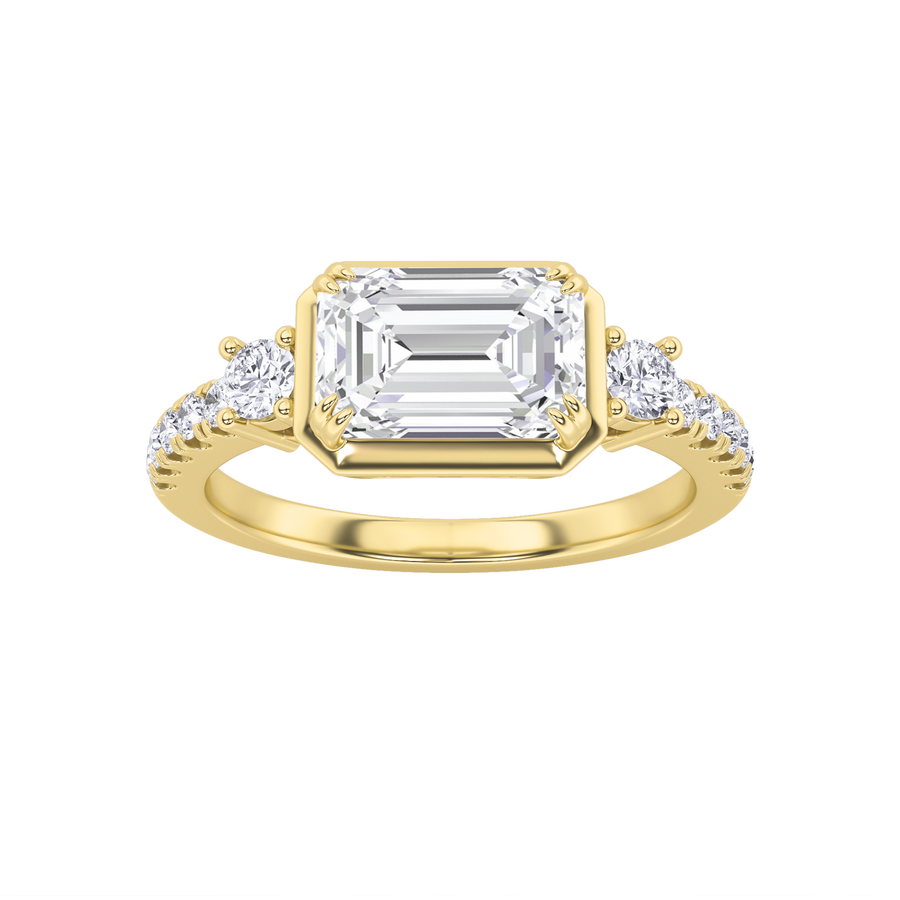 14K Yellow Gold 2.5ct Emerald Lab Diamond Ring Sz7