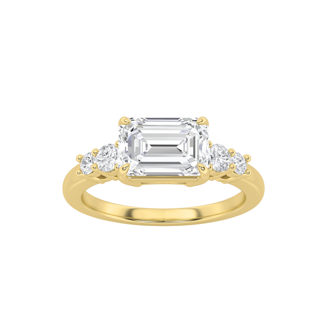 14K Yellow Gold 1.5ct Lab Diamond Emerald Ring Sz7