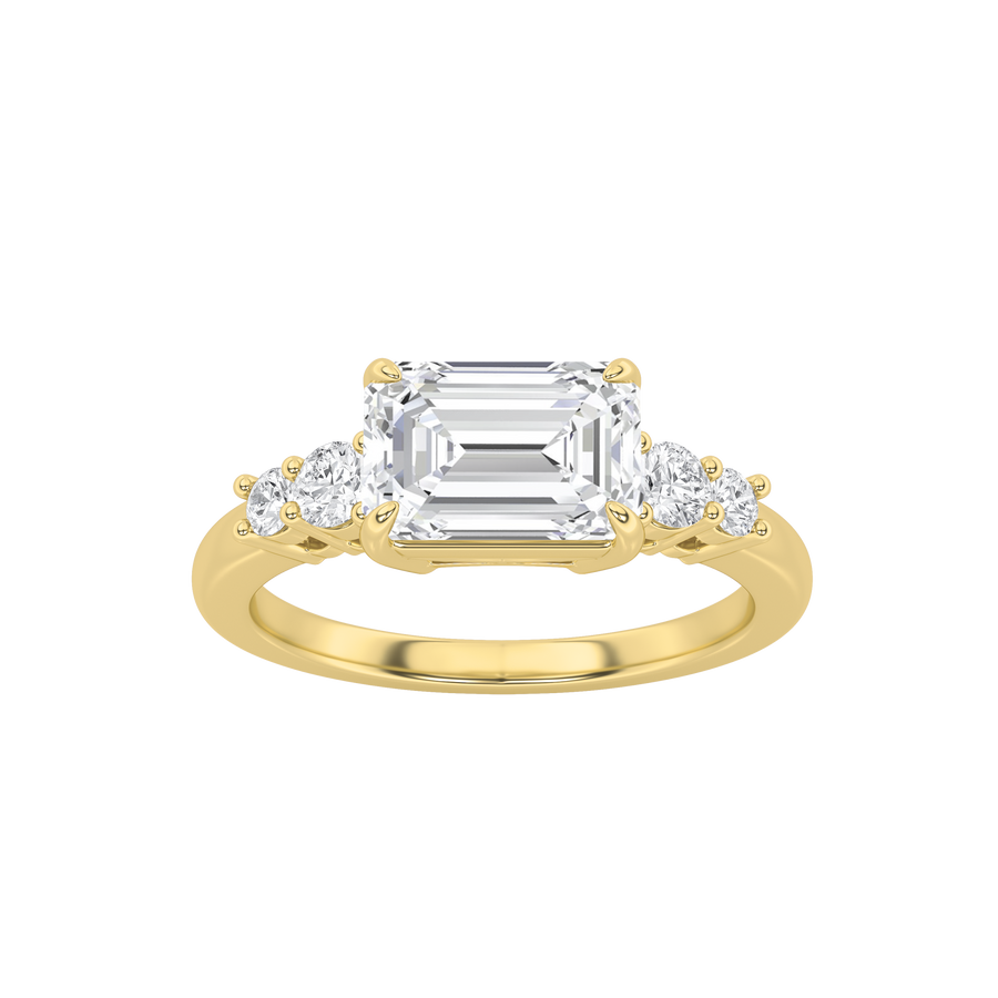 14K Yellow Gold 1.5ct Lab Diamond Emerald Ring Sz7