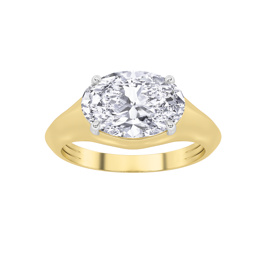 14K Yellow Gold 2.37CT Oval Lab Diamond Ring