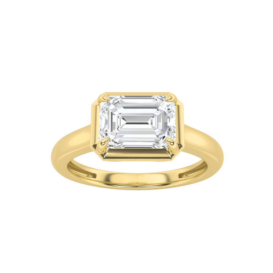 14K Yellow Gold 1.5ct Lab Emerald Diamond Ring Sz7