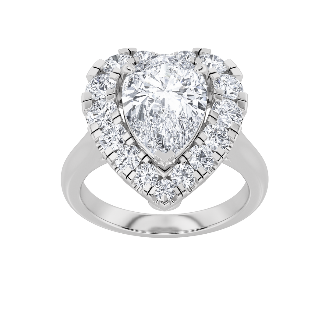 14K White Gold 3CT Pear Lab Diamond Engagement Ring