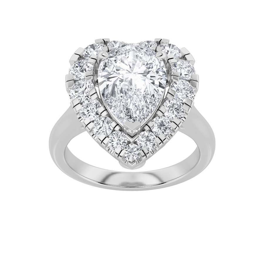 14K White Gold 3CT Pear Lab Diamond Engagement Ring