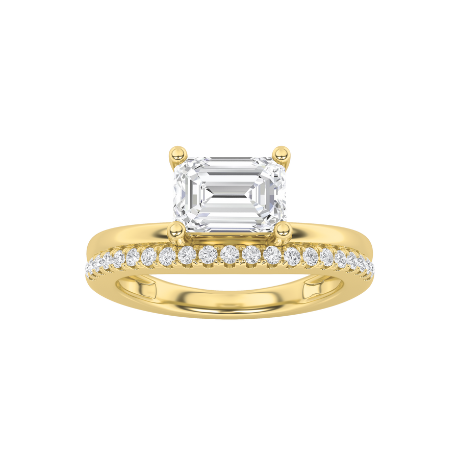 14K Yellow Gold 1.5ct Lab Diamond Emerald Ring Sz7