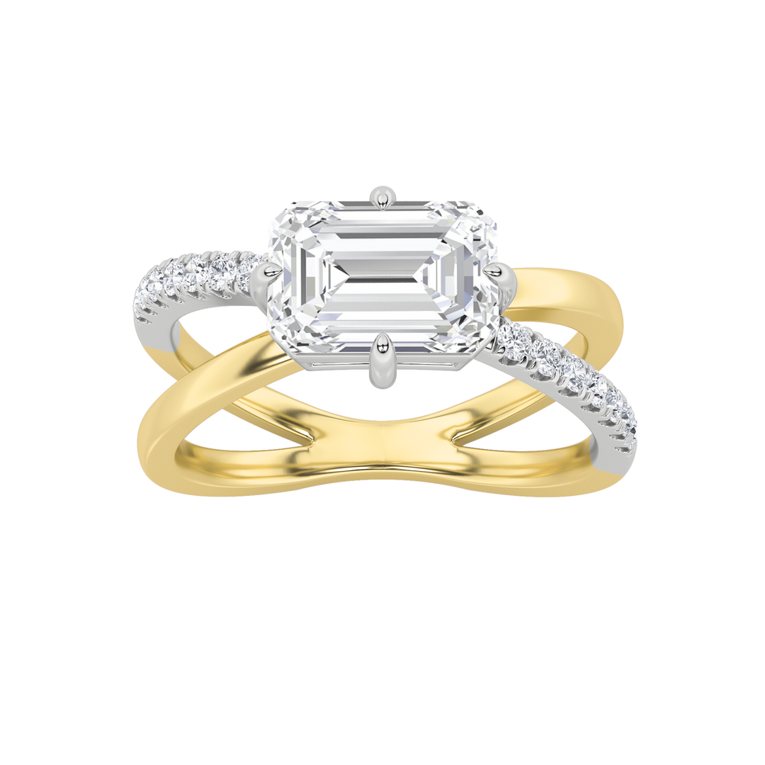 14K Yellow Gold 2ctw Lab Diamond Emerald Ring Sz 7