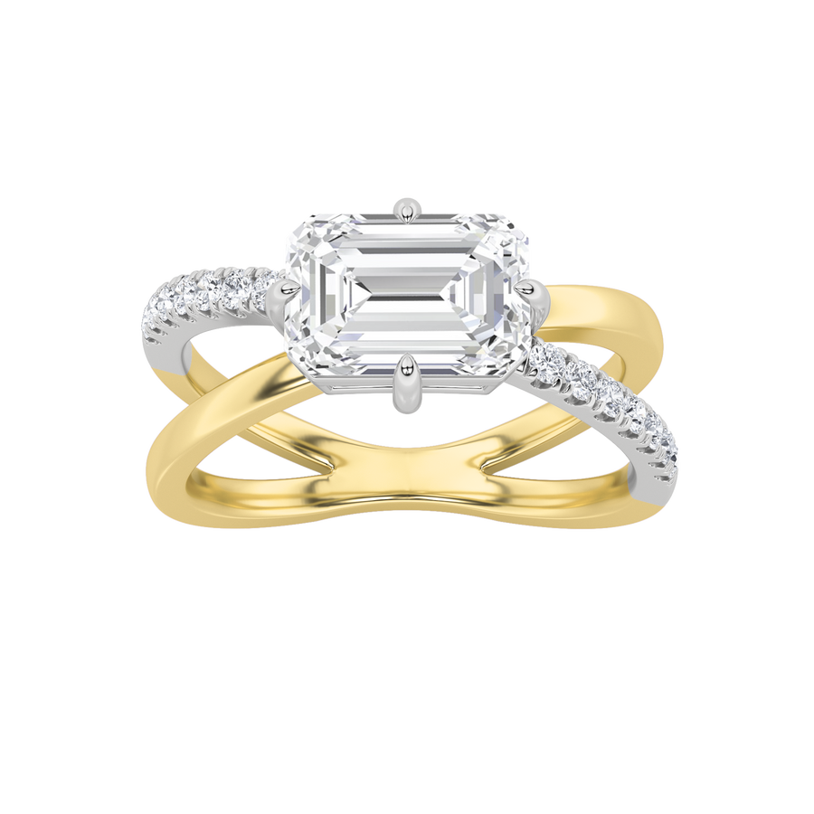 14K Yellow Gold 2ctw Lab Diamond Emerald Ring Sz 7