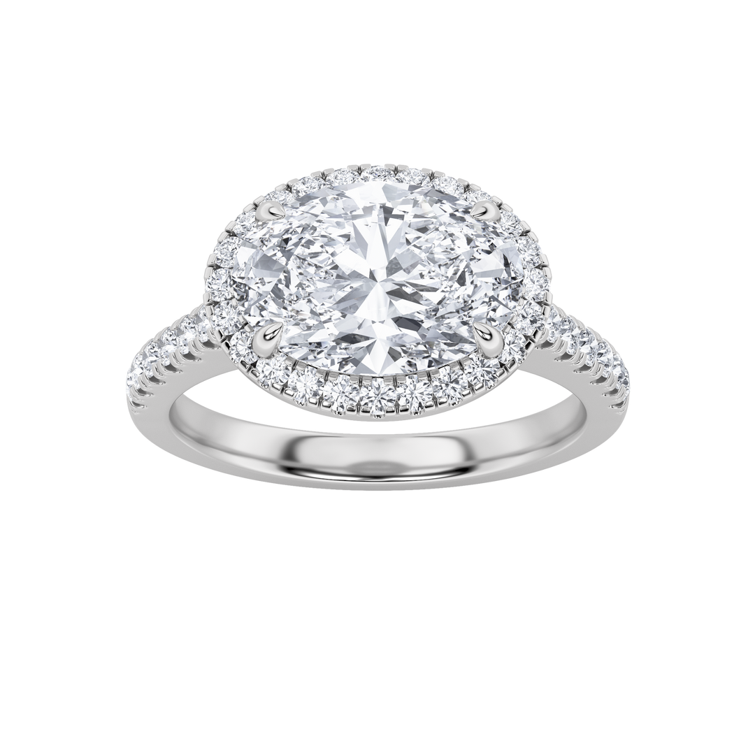 14K White Gold 2ct Lab Diamond Oval Ring Sz7