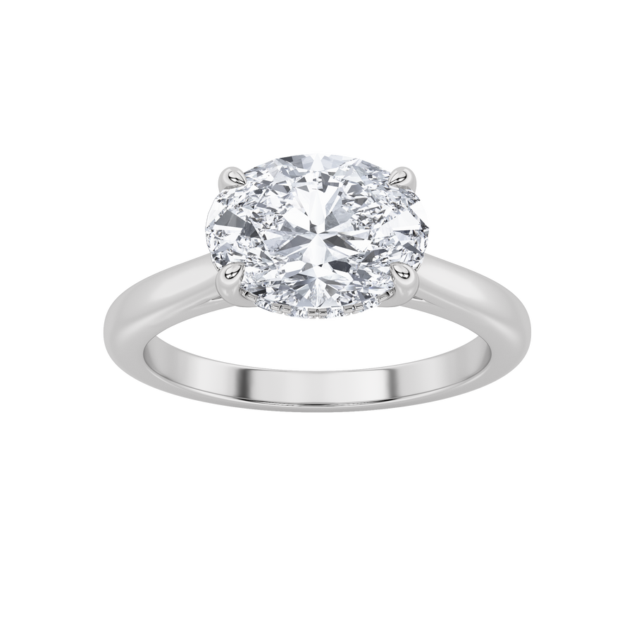 14K White Gold 1.5ct Lab Diamond Oval Ring Sz7