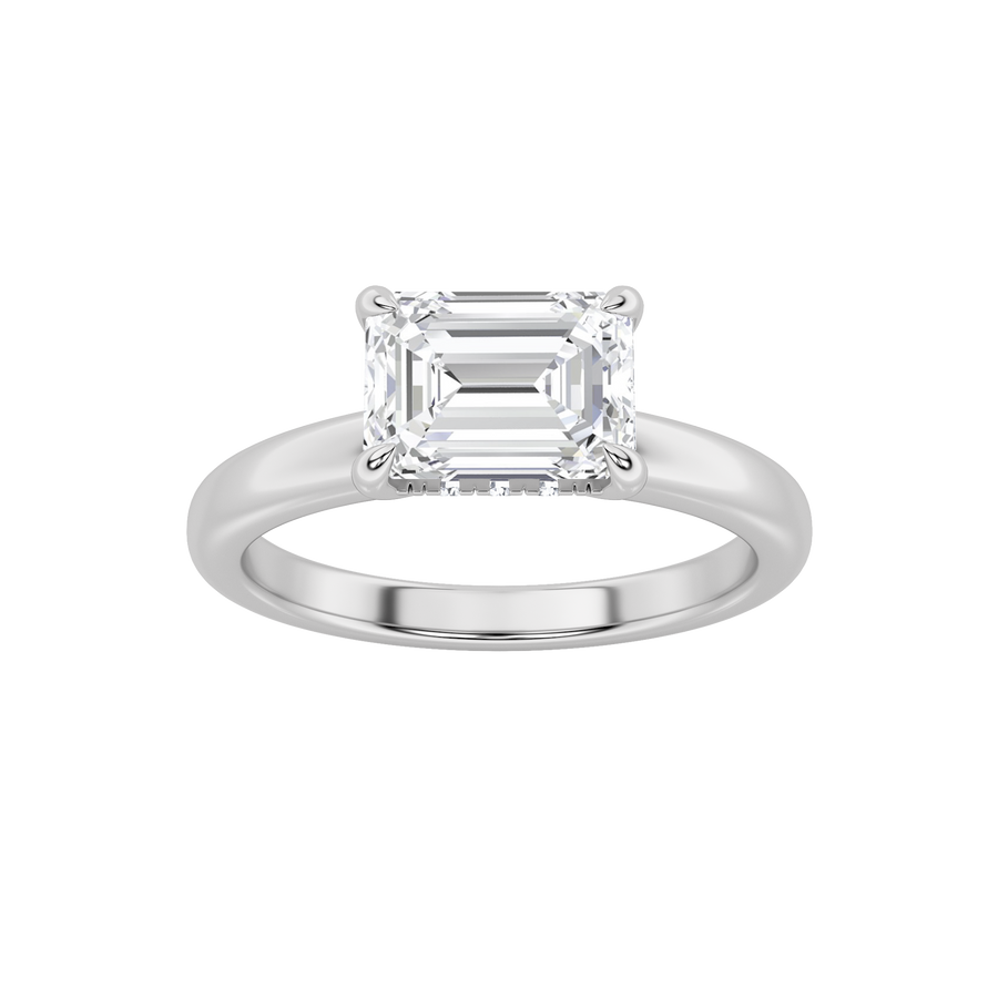 14K White Gold 1.5ct Lab Diamond Emerald Ring Sz7