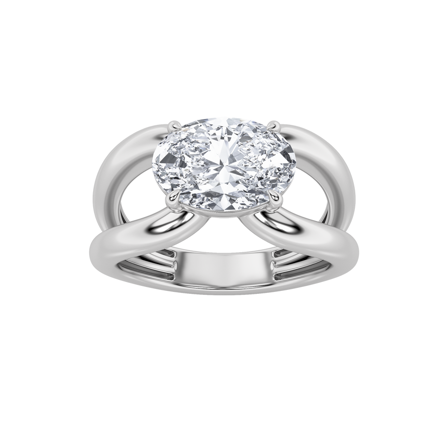 14K White Gold 2ct Oval Lab Diamond Ring Sz 7