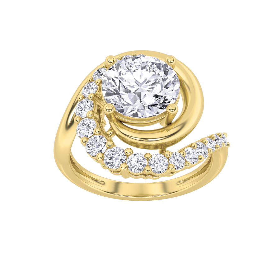 14K Yellow Gold 2.5ctw Lab Diamond Solitaire Ring Sz 7