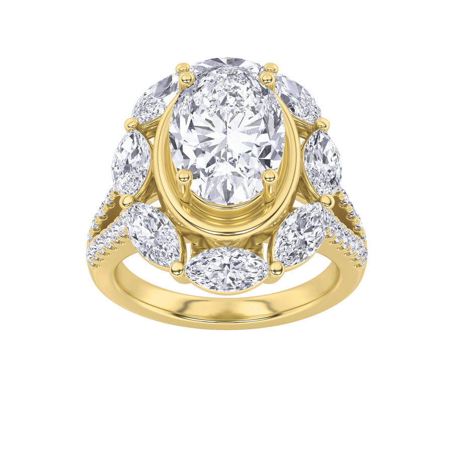 14K Yellow Gold 3.8CTW Lab Diamond Marquise Ring Sz 7
