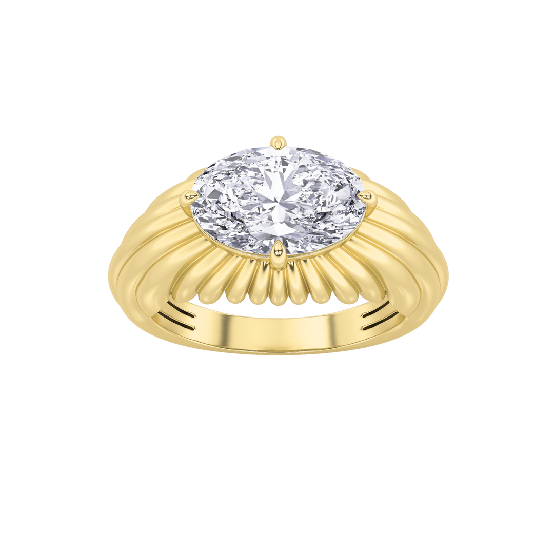 14K Yellow Gold 3ctw Lab Diamond Oval Ring Sz 7