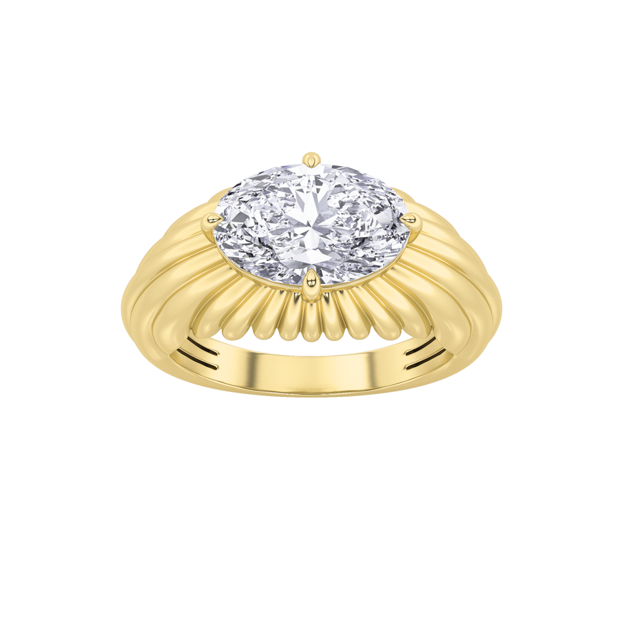 14K Yellow Gold 3ctw Lab Diamond Oval Ring Sz 7