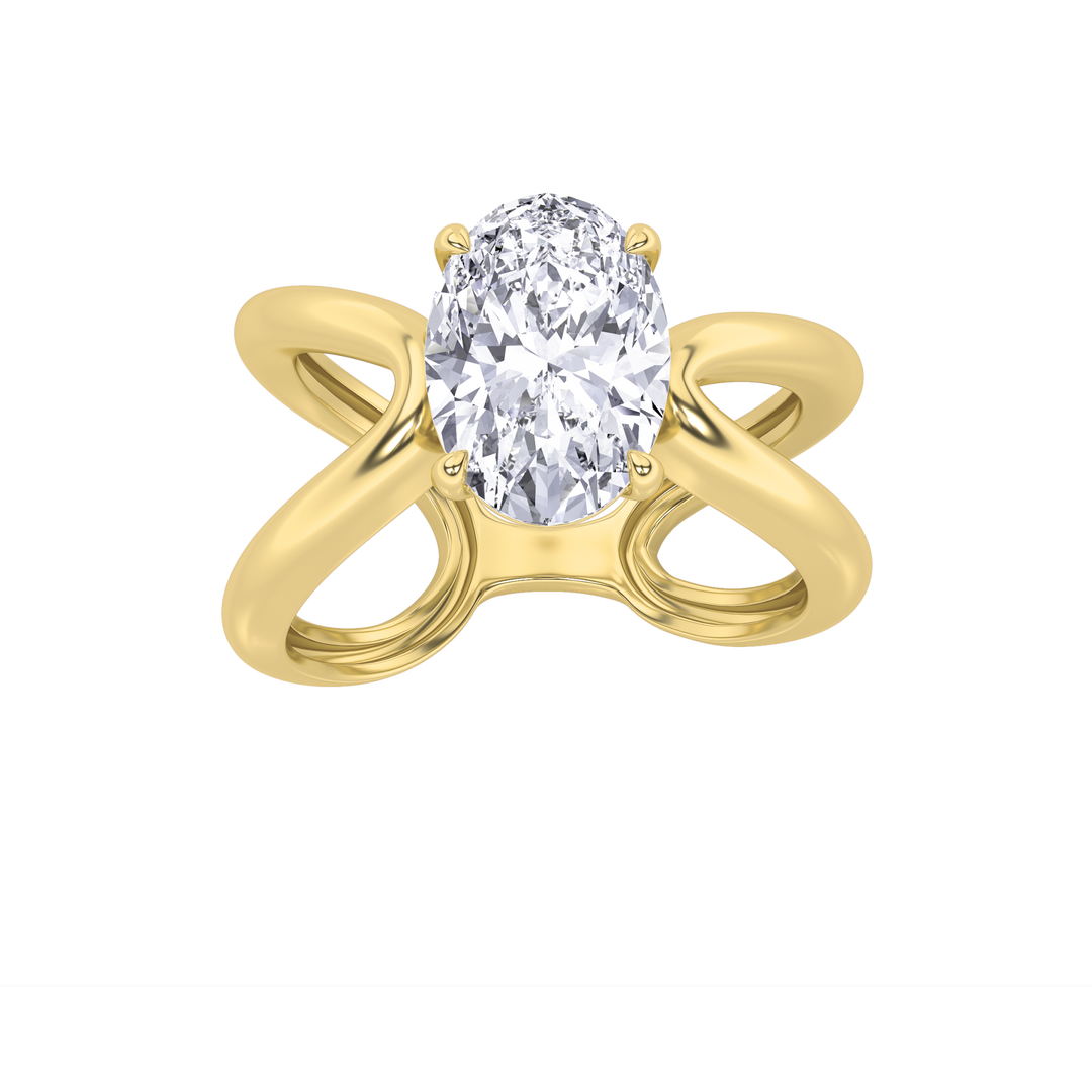 14K Yellow Gold 2ct Oval Lab Diamond Ring Sz 7