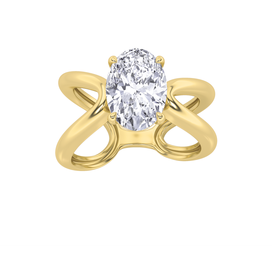 14K Yellow Gold 2ct Oval Lab Diamond Ring Sz 7