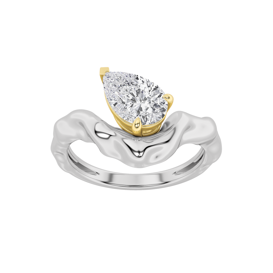 14K White Gold 1ct Lab Diamond Pear Solitaire Ring Sz 7
