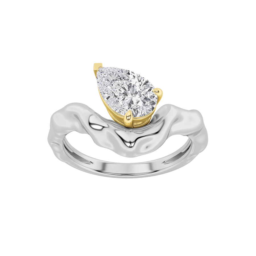 14K White Gold 1ct Lab Diamond Pear Solitaire Ring Sz 7