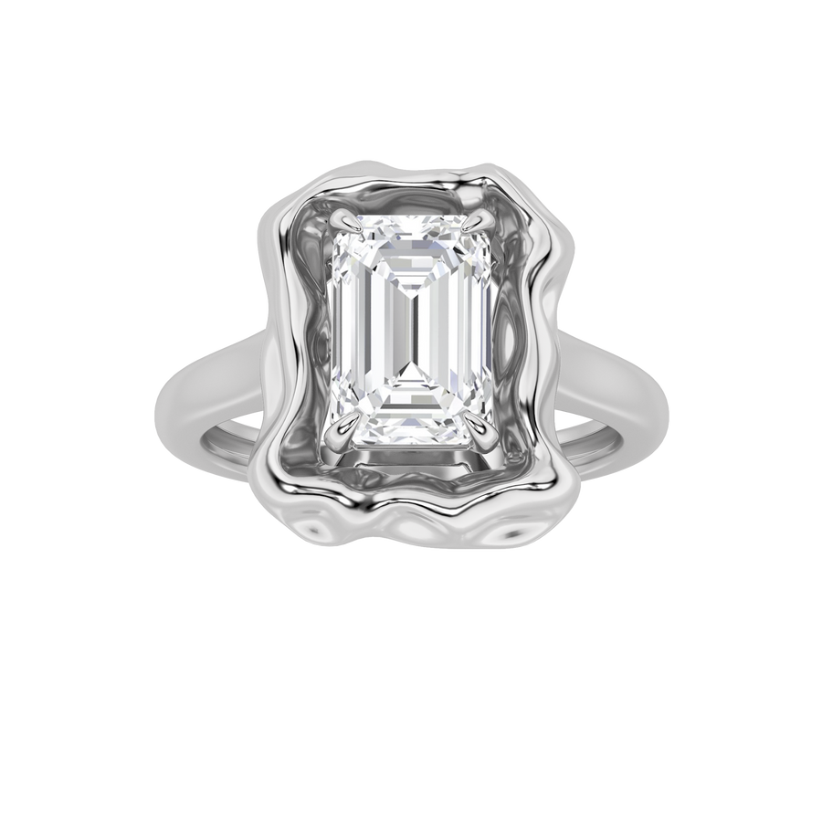 14K White Gold 1.5ctw Lab Diamond Emerald Ring Sz 7