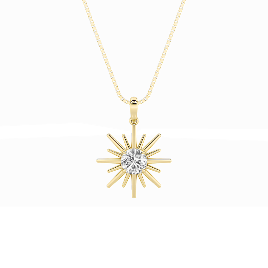 14K Yellow Gold 1.5ct Round Lab Diamond Pendant