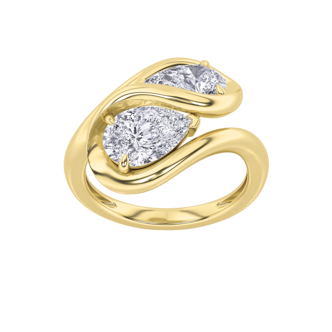 14K Yellow Gold 2ctw Pear Lab Diamond Ring Sz7
