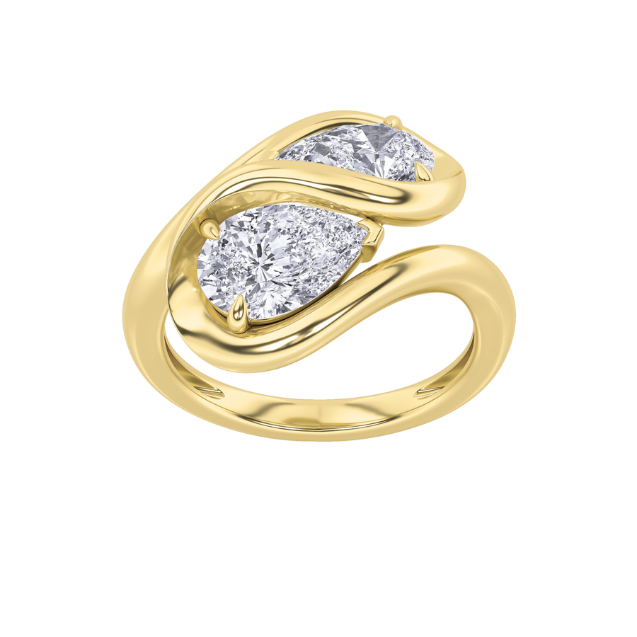 14K Yellow Gold 2ctw Pear Lab Diamond Ring Sz7