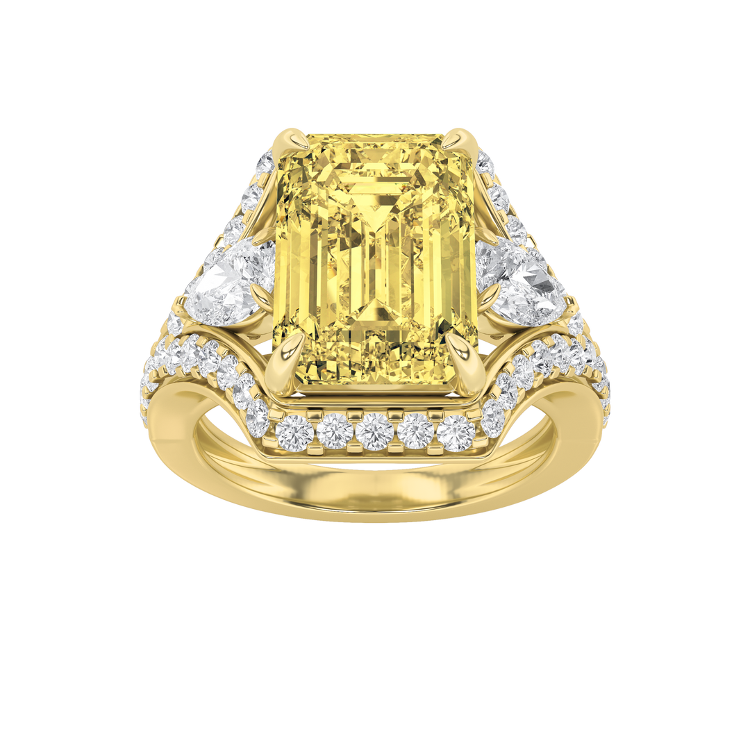 14K Yellow Gold 3ctw Lab Diamond Radiant Statement Ring