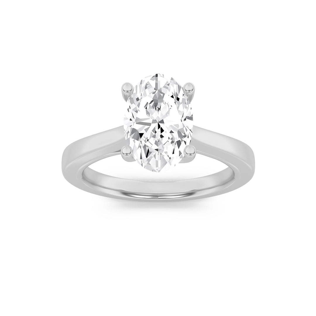 14K White Gold 3ct Lab Diamond Oval Ring Sz 8