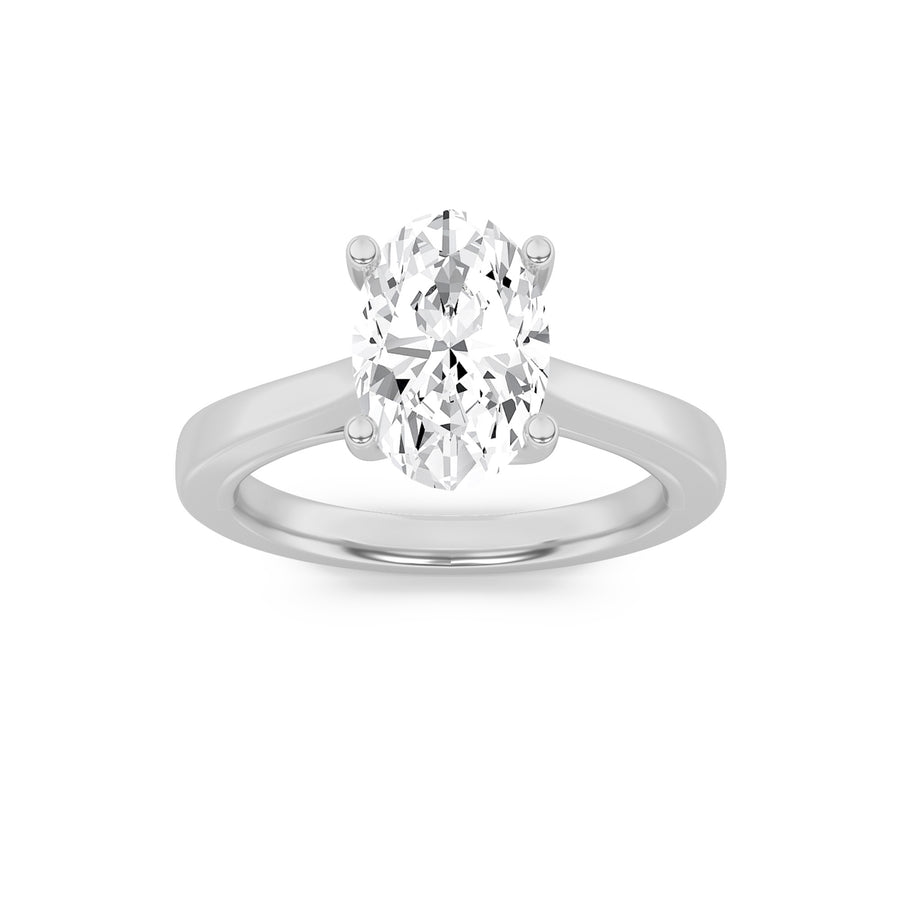 14K White Gold 3ct Lab Diamond Oval Ring Sz 8