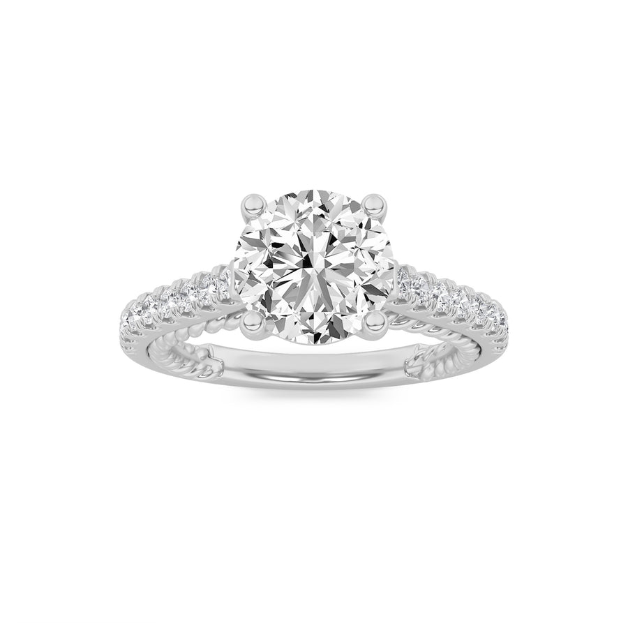 14K White Gold 2ct Lab Diamond Ring, F Color VS+ Size 7