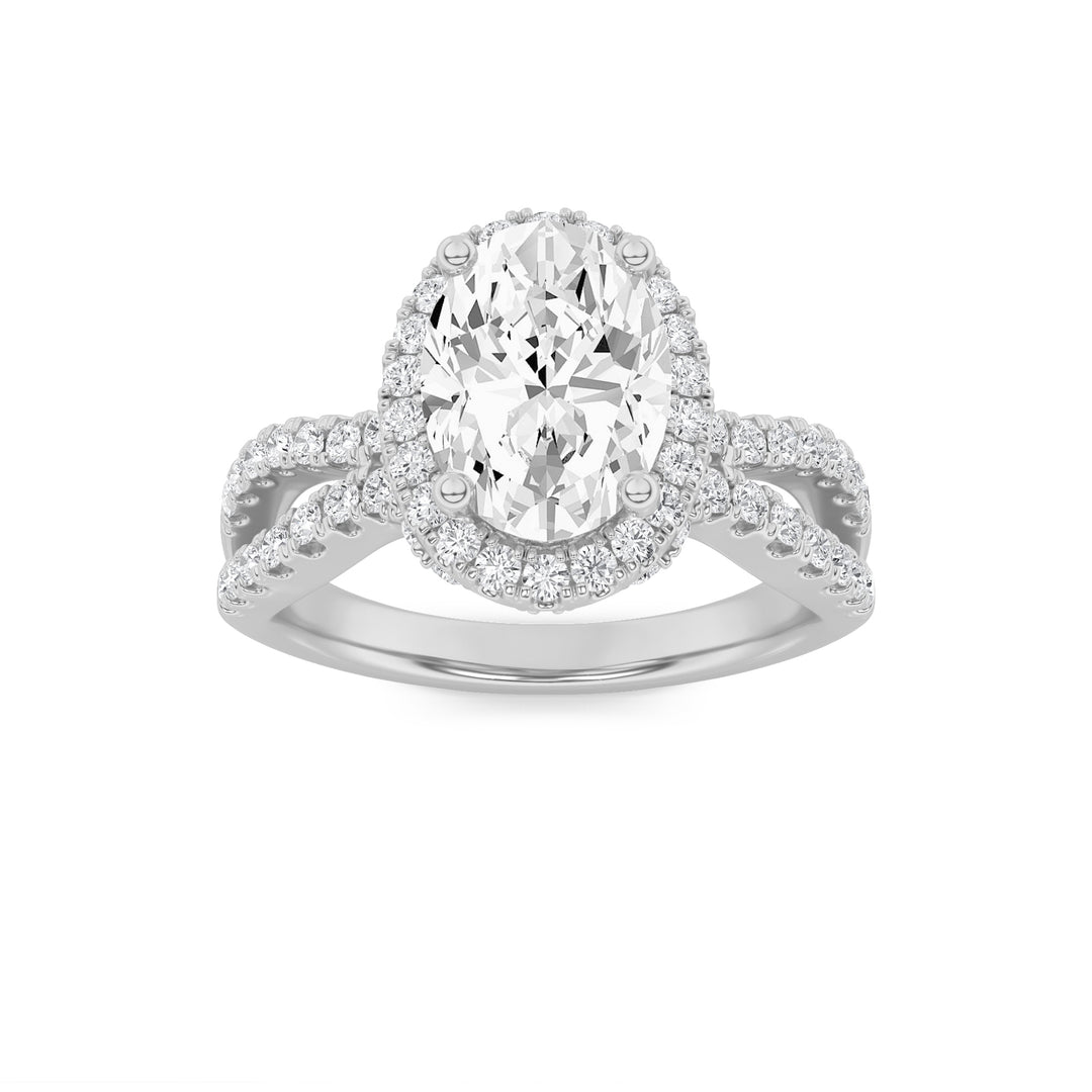 14K White Gold 2ct Lab Diamond Ring, F Color VS+
