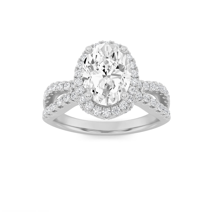 14K White Gold 2ct Lab Diamond Ring, F Color VS+