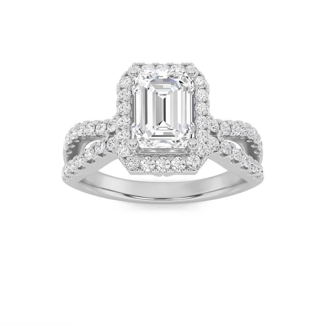 14K White Gold 2ctw Lab Diamond Emerald Ring Sz 7