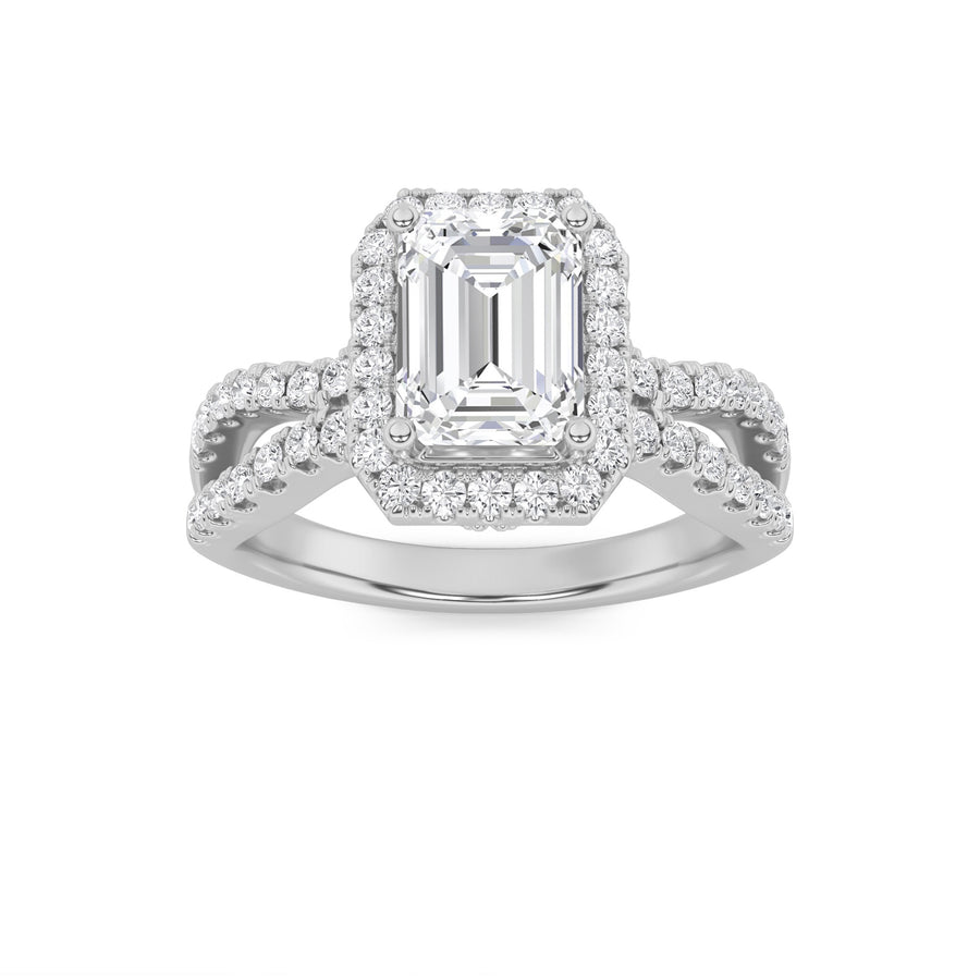 14K White Gold 2ctw Lab Diamond Emerald Ring Sz 7