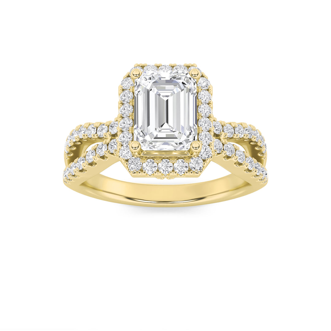 14K Yellow Gold 2ctw Lab Diamond Emerald Ring Sz 7