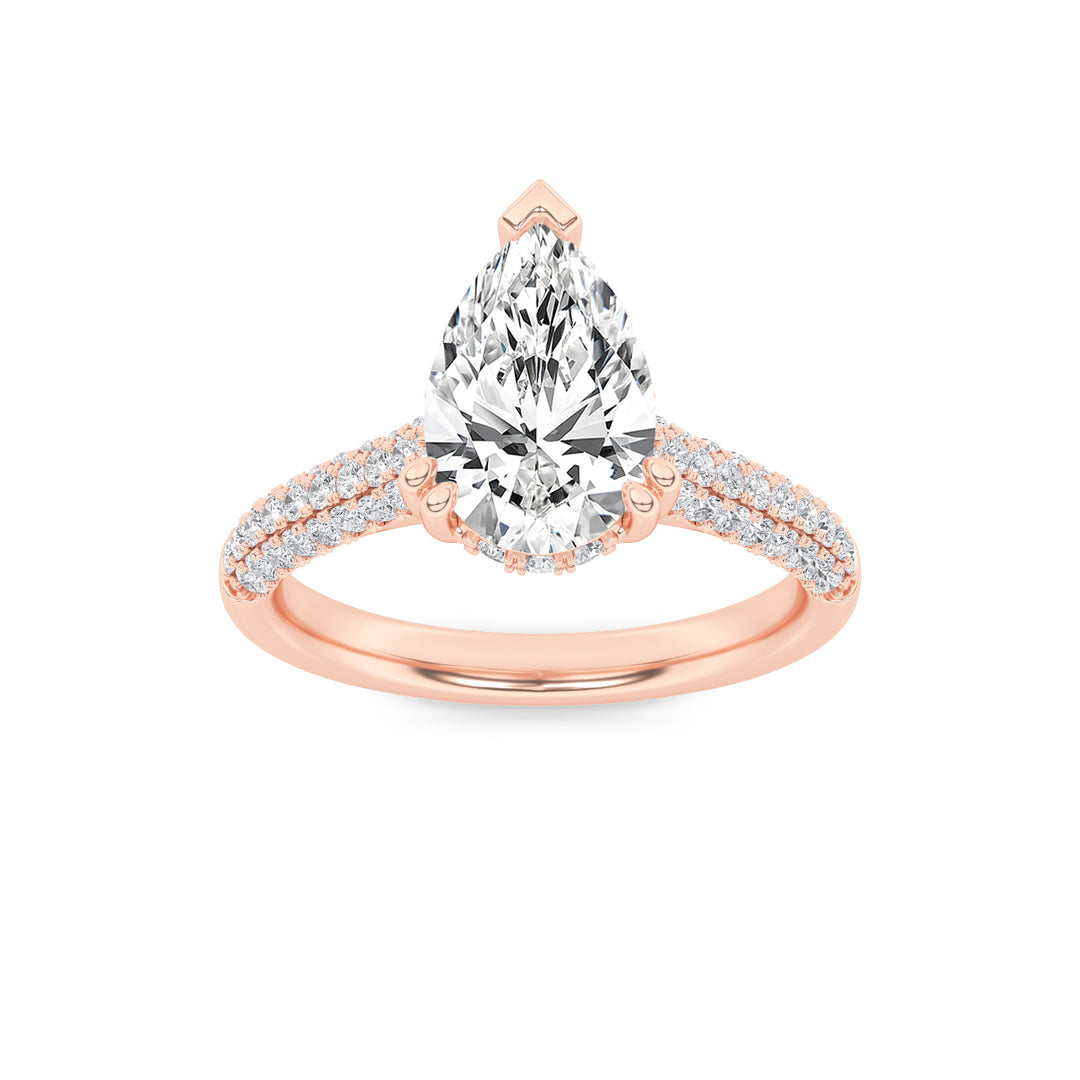 14K Rose Gold 3ct Lab Diamond Pear Ring Sz 7