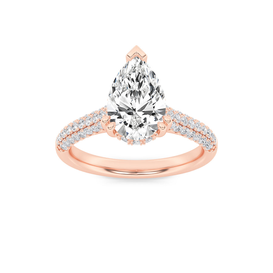 14K Rose Gold 3ct Lab Diamond Pear Ring Sz 7