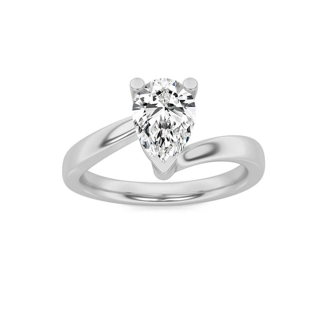 14K White Gold 1ct Lab Diamond Pear Ring Sz 7