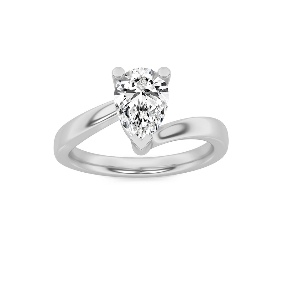 14K White Gold 2ct Lab Diamond Ring, F Color VS+
