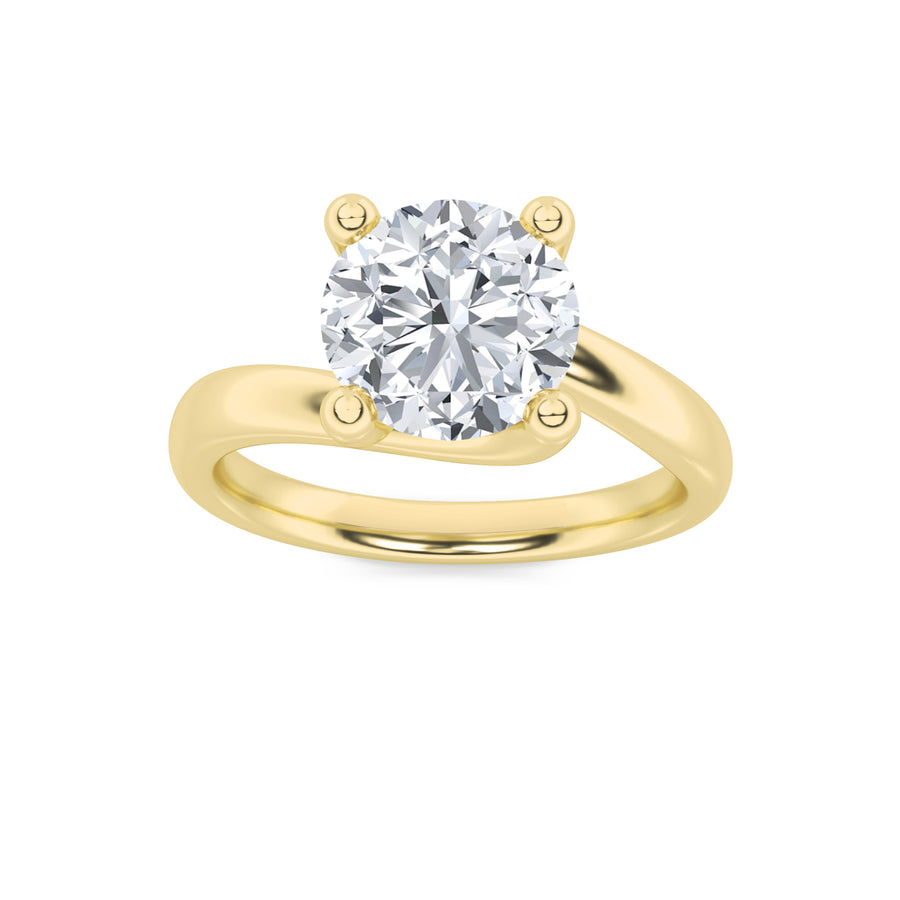 14K Yellow Gold 3ctw Lab Diamond Ring, F+ VS+ Solitaire