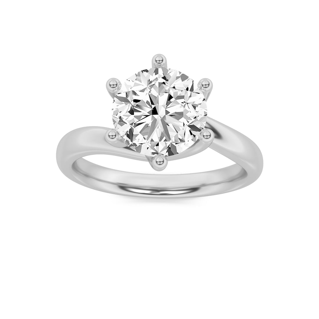 14K White Gold 1ct Lab Diamond Ring, F Color VS+