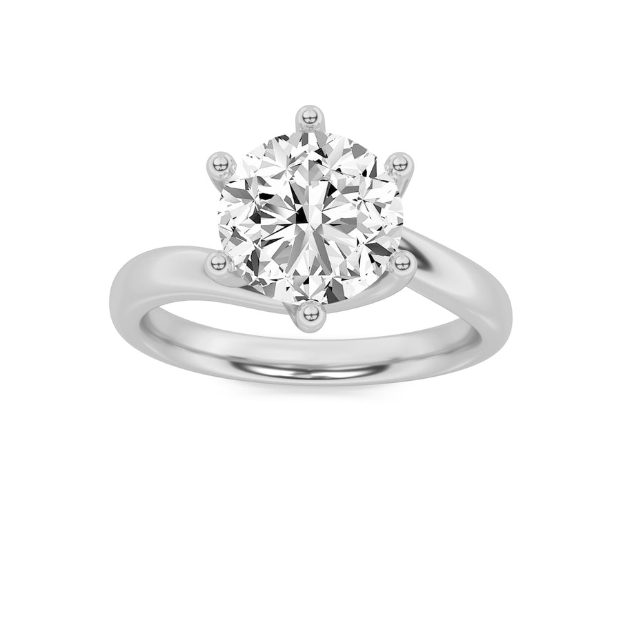 14K White Gold 1ct Lab Diamond Ring, F Color VS+