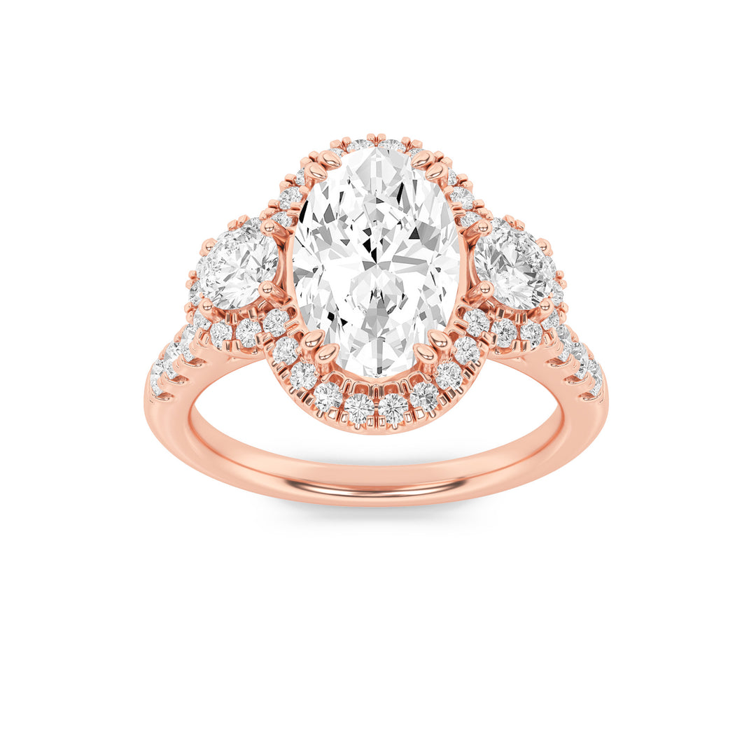 14K Rose Gold 3ct Lab Diamond Oval Ring Sz 7